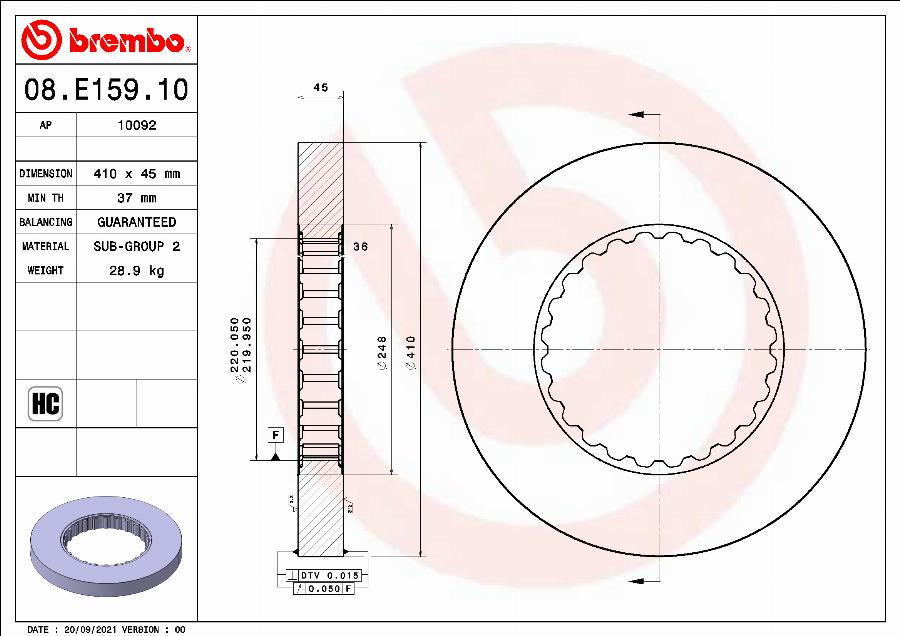 Brembo 08.E159.10 - Əyləc Diski furqanavto.az