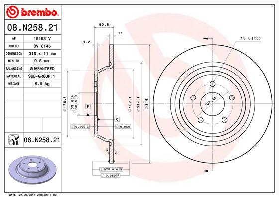 Brembo 08.N258.21 - Əyləc Diski furqanavto.az