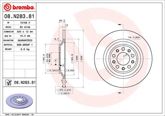 Brembo 08.N283.81 - Əyləc Diski furqanavto.az