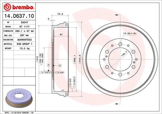 Brembo 14.D637.10 - Əyləc barabanı furqanavto.az