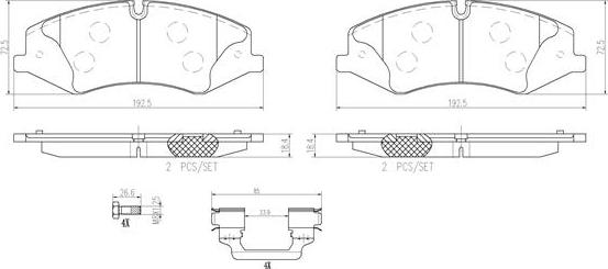 Brembo P44024N - Əyləc altlığı dəsti, əyləc diski furqanavto.az