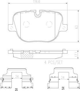 Brembo P44025N - Əyləc altlığı dəsti, əyləc diski furqanavto.az