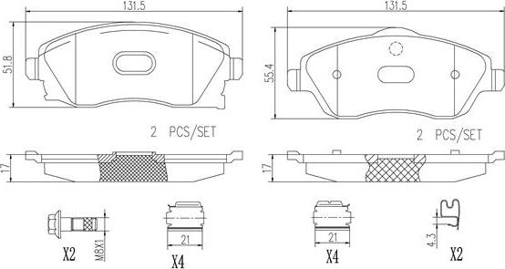 Brembo P59036N - Əyləc altlığı dəsti, əyləc diski furqanavto.az