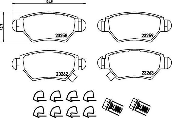 Brembo P 59 031 - Əyləc altlığı dəsti, əyləc diski furqanavto.az