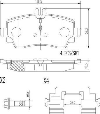 Brembo P50035N - Əyləc altlığı dəsti, əyləc diski furqanavto.az