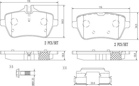 Brembo P50103N - Əyləc altlığı dəsti, əyləc diski furqanavto.az