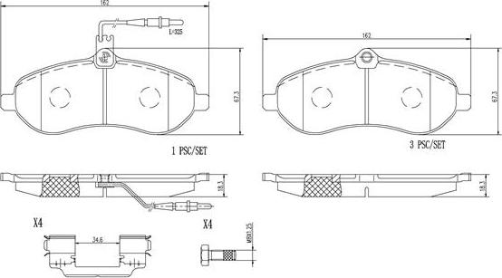 Brembo P61096N - Əyləc altlığı dəsti, əyləc diski furqanavto.az