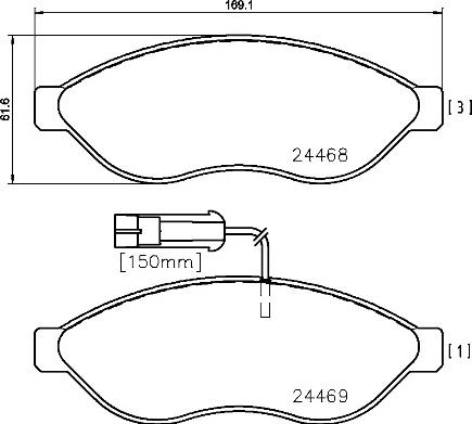 Brembo P 61 090 - Əyləc altlığı dəsti, əyləc diski furqanavto.az