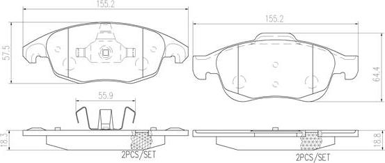 Brembo P61083N - Əyləc altlığı dəsti, əyləc diski furqanavto.az