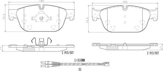 Brembo P61107N - Əyləc altlığı dəsti, əyləc diski furqanavto.az