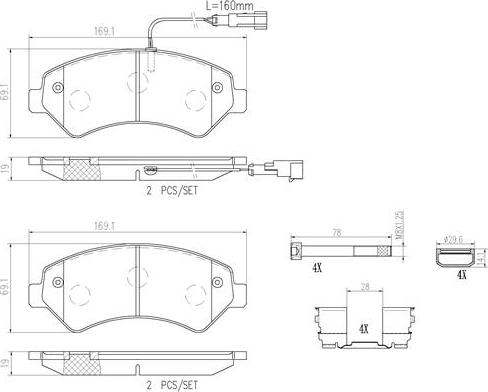 Brembo P61118N - Əyləc altlığı dəsti, əyləc diski furqanavto.az