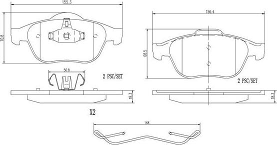 Brembo P68040N - Əyləc altlığı dəsti, əyləc diski furqanavto.az