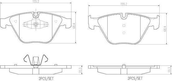 Brembo P06055N - Əyləc altlığı dəsti, əyləc diski furqanavto.az