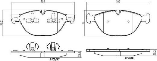 Brembo P06058N - Əyləc altlığı dəsti, əyləc diski furqanavto.az