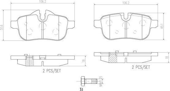 Brembo P06062N - Əyləc altlığı dəsti, əyləc diski furqanavto.az