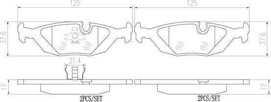 Brembo P06009N - Əyləc altlığı dəsti, əyləc diski furqanavto.az