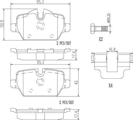 Brembo P06037N - Əyləc altlığı dəsti, əyləc diski furqanavto.az