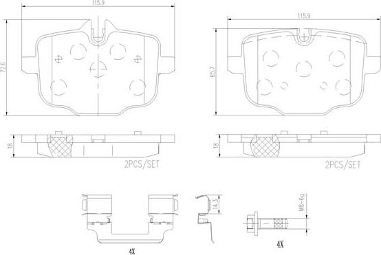 Brembo P06101N - Əyləc altlığı dəsti, əyləc diski furqanavto.az