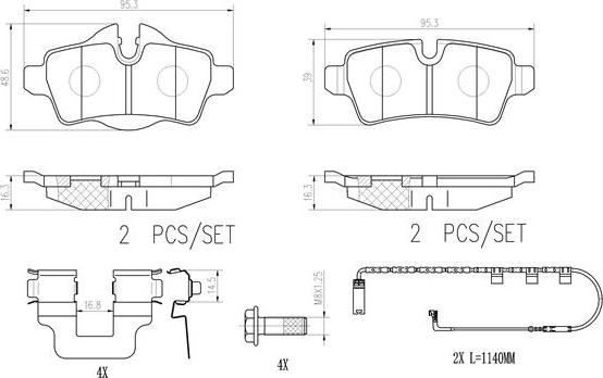 Brembo P06103N - Əyləc altlığı dəsti, əyləc diski furqanavto.az