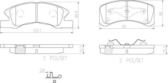 Brembo P16011N - Əyləc altlığı dəsti, əyləc diski furqanavto.az