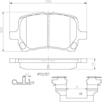 Brembo P10014N - Əyləc altlığı dəsti, əyləc diski furqanavto.az