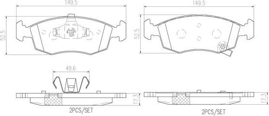 Brembo P11031N - Əyləc altlığı dəsti, əyləc diski furqanavto.az