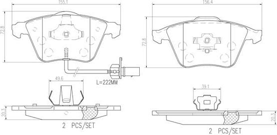 Brembo P85097N - Əyləc altlığı dəsti, əyləc diski furqanavto.az