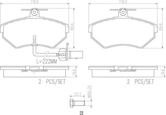 Brembo P85044N - Əyləc altlığı dəsti, əyləc diski furqanavto.az