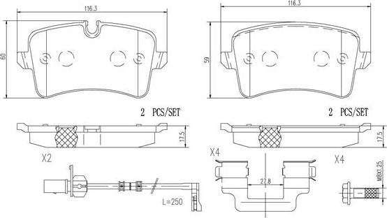 Brembo P85119N - Əyləc altlığı dəsti, əyləc diski furqanavto.az