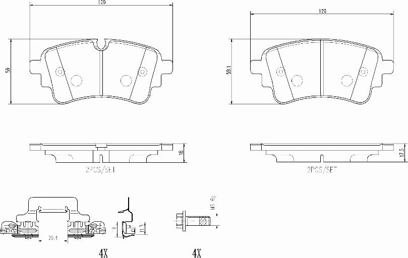 Brembo P85185N - Əyləc altlığı dəsti, əyləc diski furqanavto.az