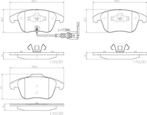 Brembo P85130N - Əyləc altlığı dəsti, əyləc diski furqanavto.az