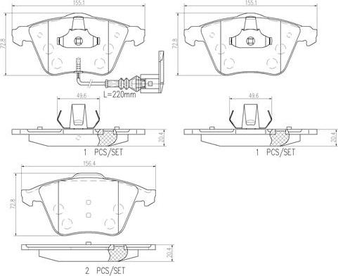 Brembo P85129N - Əyləc altlığı dəsti, əyləc diski furqanavto.az