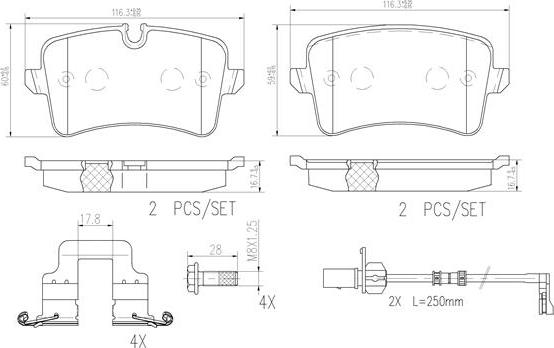 Brembo P85120N - Əyləc altlığı dəsti, əyləc diski furqanavto.az