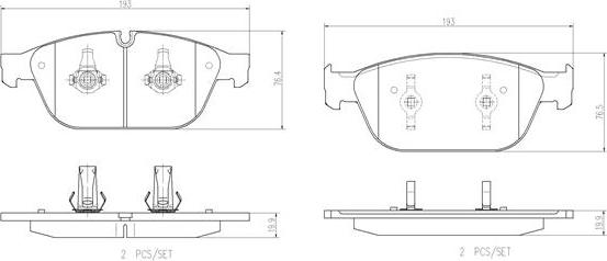 Brembo P85128N - Əyləc altlığı dəsti, əyləc diski furqanavto.az