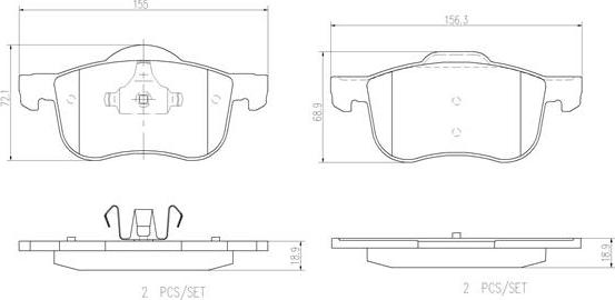 Brembo P86020N - Əyləc altlığı dəsti, əyləc diski furqanavto.az