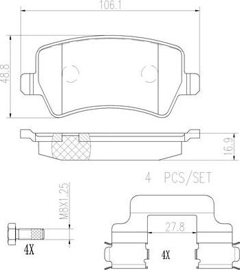 Brembo P86021N - Əyləc altlığı dəsti, əyləc diski furqanavto.az