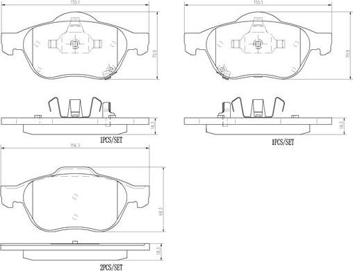 Brembo P83043N - Əyləc altlığı dəsti, əyləc diski furqanavto.az