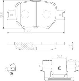 Brembo P83054N - Əyləc altlığı dəsti, əyləc diski furqanavto.az