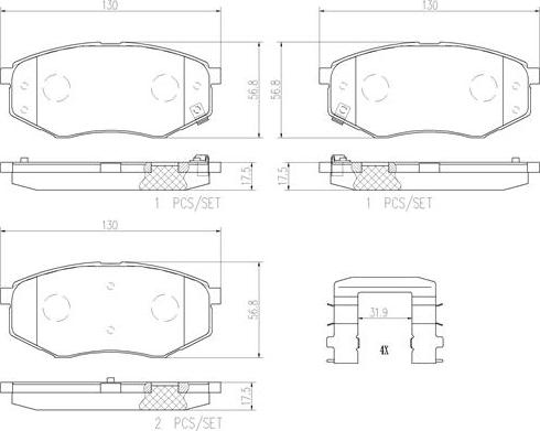 Brembo P30055N - Əyləc altlığı dəsti, əyləc diski furqanavto.az