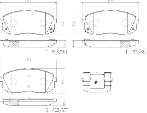 Brembo P30056N - Əyləc altlığı dəsti, əyləc diski furqanavto.az