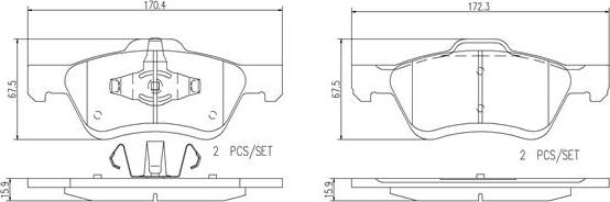 Brembo P24116N - Əyləc altlığı dəsti, əyləc diski furqanavto.az