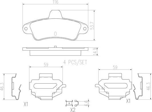 Brembo P24125N - Əyləc altlığı dəsti, əyləc diski furqanavto.az