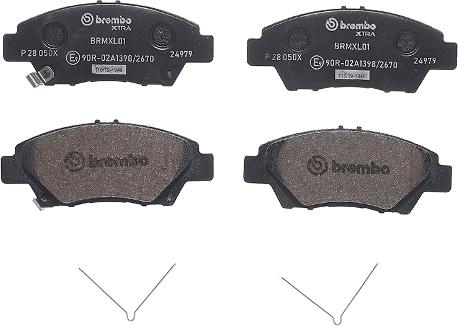 Brembo P 28 050X - Əyləc altlığı dəsti, əyləc diski furqanavto.az