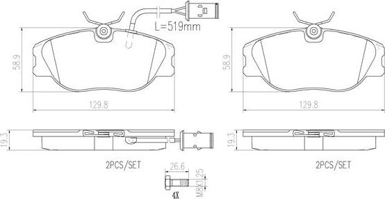 Brembo P23041N - Əyləc altlığı dəsti, əyləc diski furqanavto.az