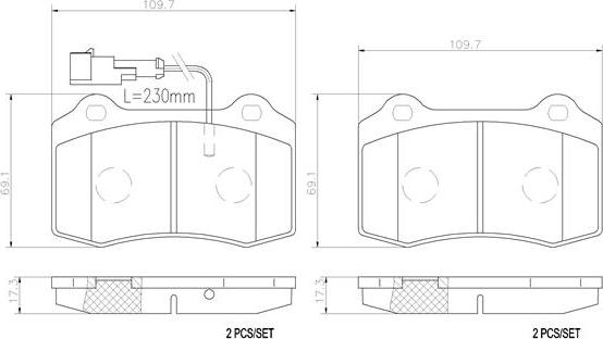 Brembo P23052N - Əyləc altlığı dəsti, əyləc diski furqanavto.az