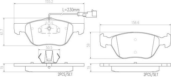 Brembo P23077N - Əyləc altlığı dəsti, əyləc diski furqanavto.az