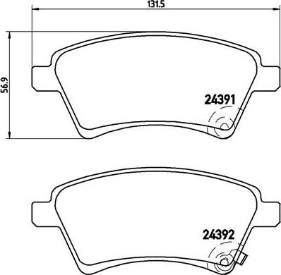 Brembo P 23 105 - Əyləc altlığı dəsti, əyləc diski furqanavto.az