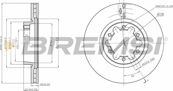 Bremsi CD5339V - Əyləc Diski furqanavto.az