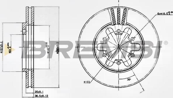 Bremsi CD6443V - Əyləc Diski furqanavto.az