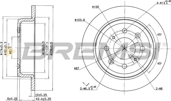 Bremsi CD6468S - Əyləc Diski www.furqanavto.az